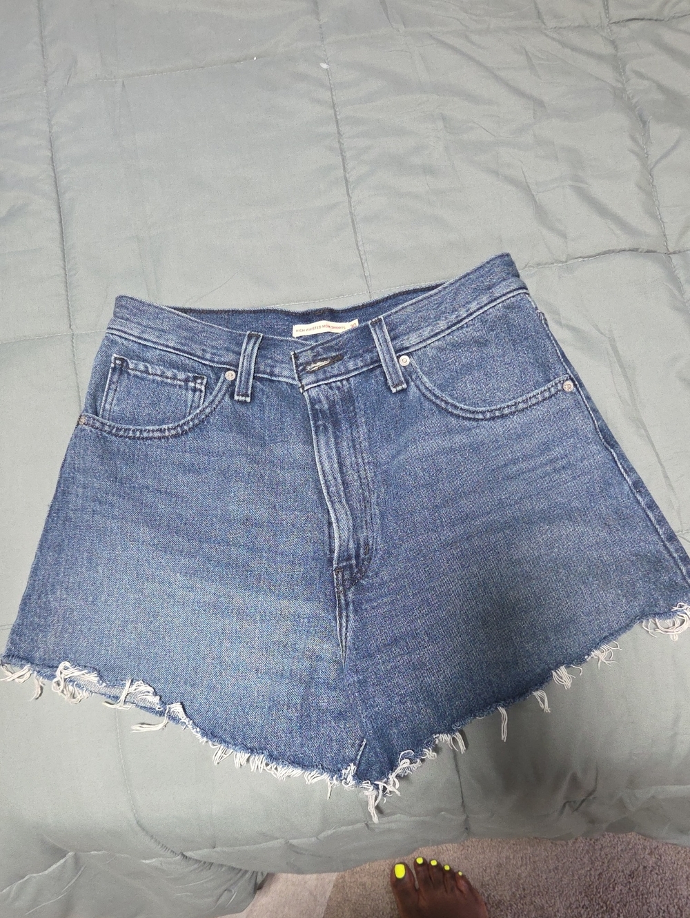 Levi's Dark Blue Denim Frayed Hem Shorts